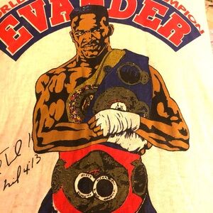 VINTAGE 90’s EVANDER HOLYFIELD SIGNED SINGLE STITCH TSHIRT LARGE
